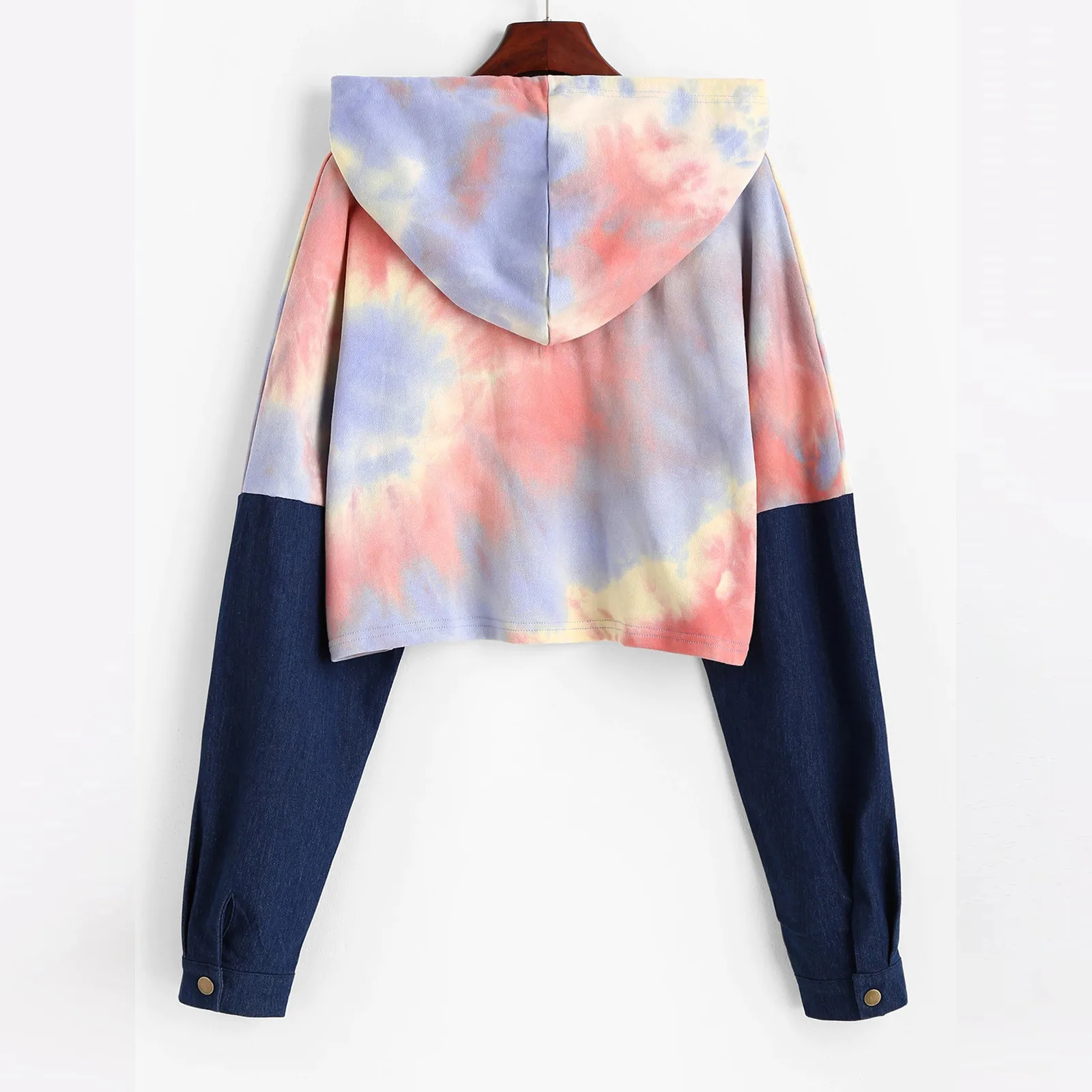 Women Hoodie Long Sleeve Tie-dye Print Patchwork Casual Hoodie Pullover Sweatshirt Top Streetwear Women Oversized Hoodies