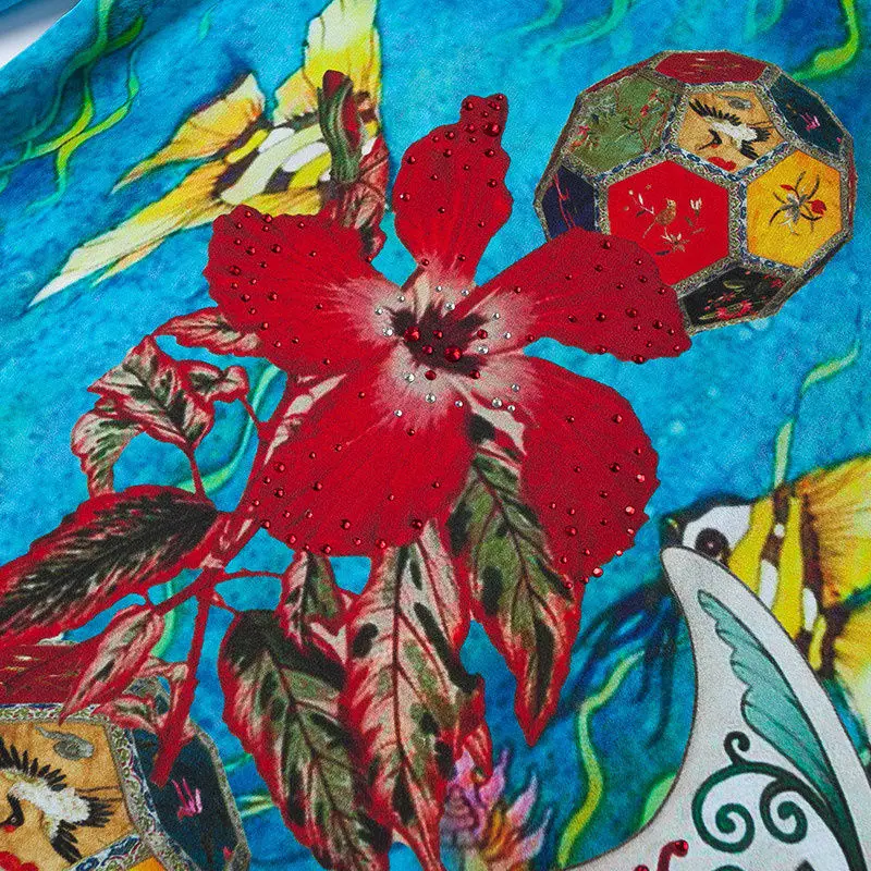 

2021 New Ladies Silk Temperament Skirts Round Neck Short Sleeve Dress Summer Women's Printed Loose Fashion Beachwear Dresses L16