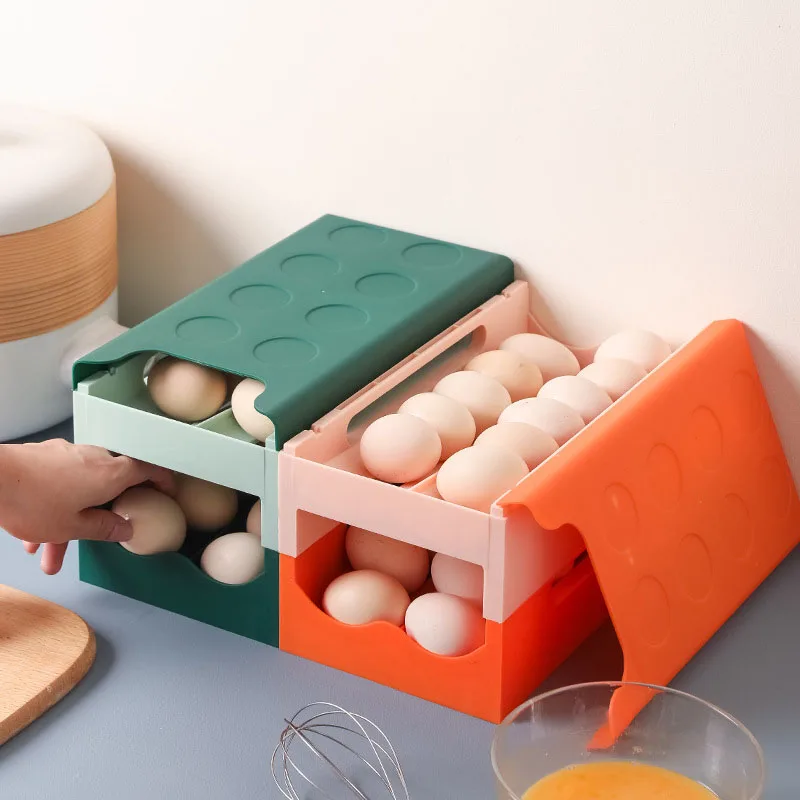 

Egg Storage Box Moving Rolling Sliding Egg Carton Auto Roll Eggs Tray Refrigerator Fresh Egg Finishing Holder Kitchen Organizer