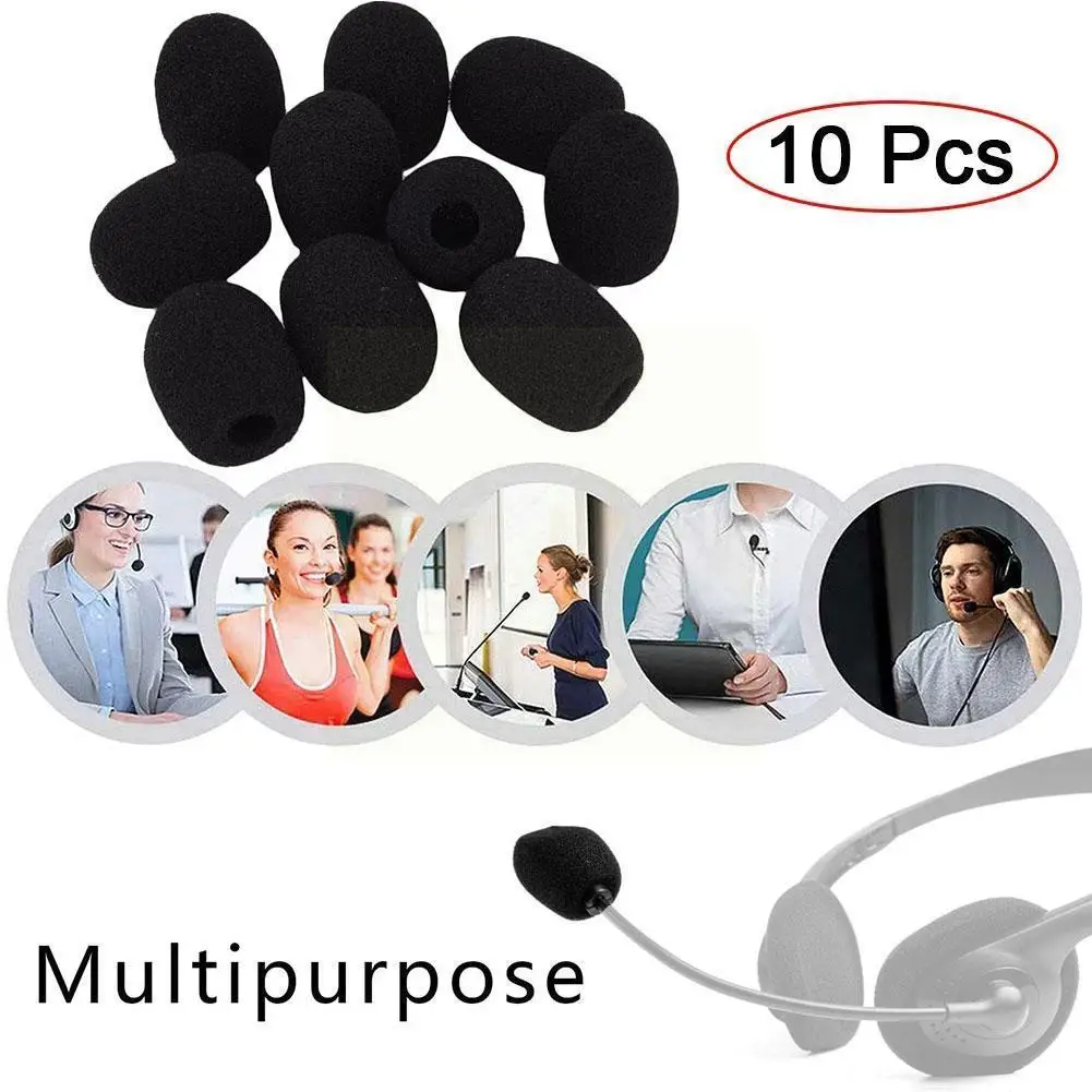 

10 Pcs Black Mic Protector Replacement Headset Foam Sponge For Meeting Covers Cover Windshield Covers Microphone Mic Windsc F3D0