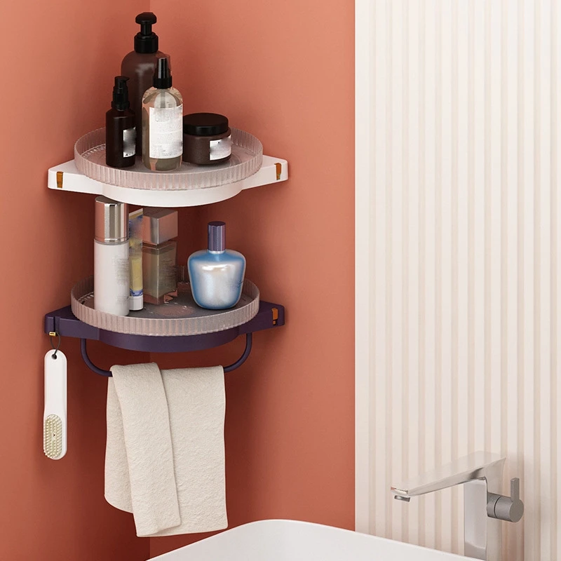 

Bathroom Storage Rack Punch-Free Single Layer Triple-Cornered Wall Mounted Storage Shelf For Bathroom Kitchen Bedroom