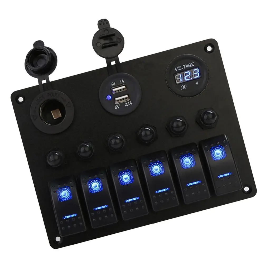

High Quality 6 Gang Waterproof Circuit LED On/Off Rocker Switch Panel