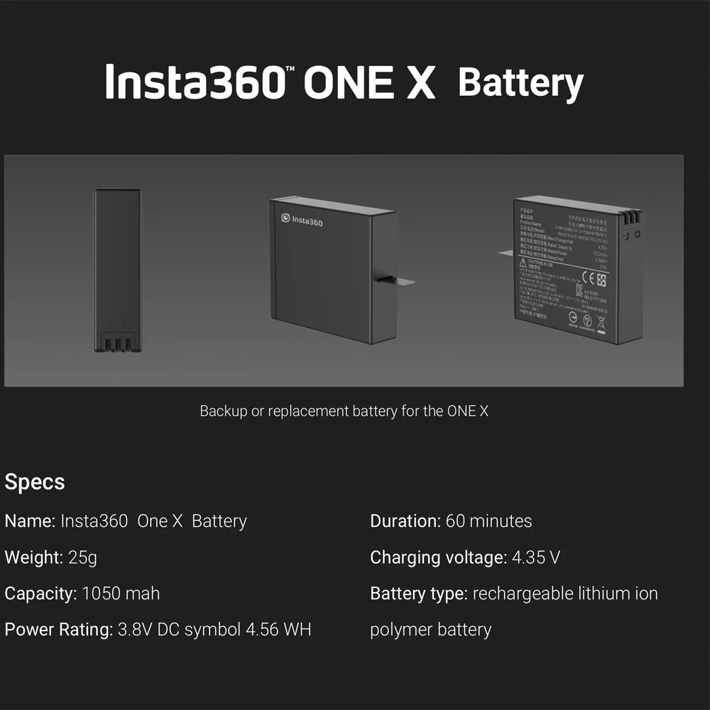 Оригинальная батарея для Insta360 ONE X 1050mAh LiPo батареи Insta360 ONE X зарядное устройство Micro USB Qiuck зарядное устройство концентратор