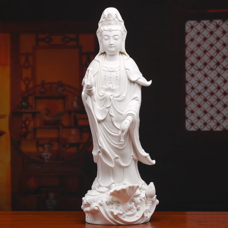 

White porcelain dripping Guanyin Bodhisattva Buddha home town house fortune ceramic ornaments
