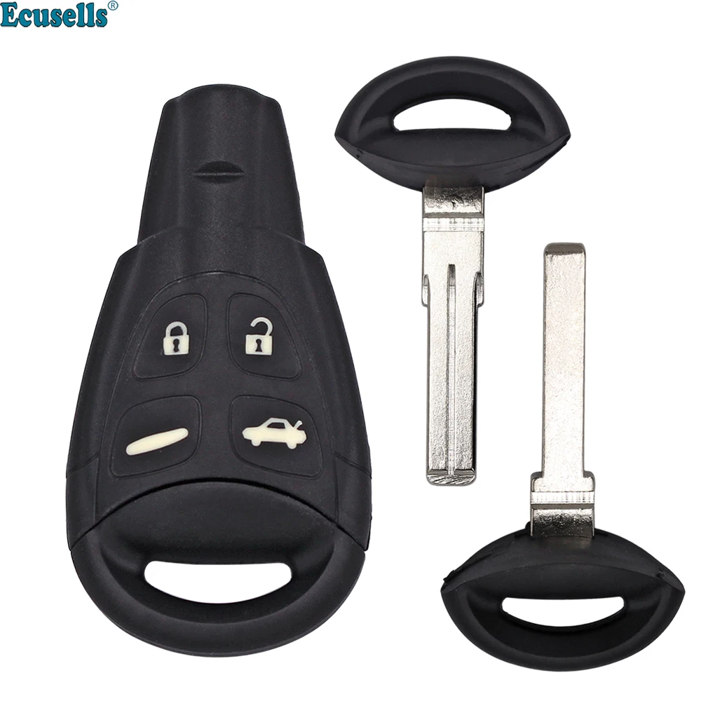 4 Button Remote Key Shell Housing Case Fob for SAAB 9-3 9-5 with Insert Key