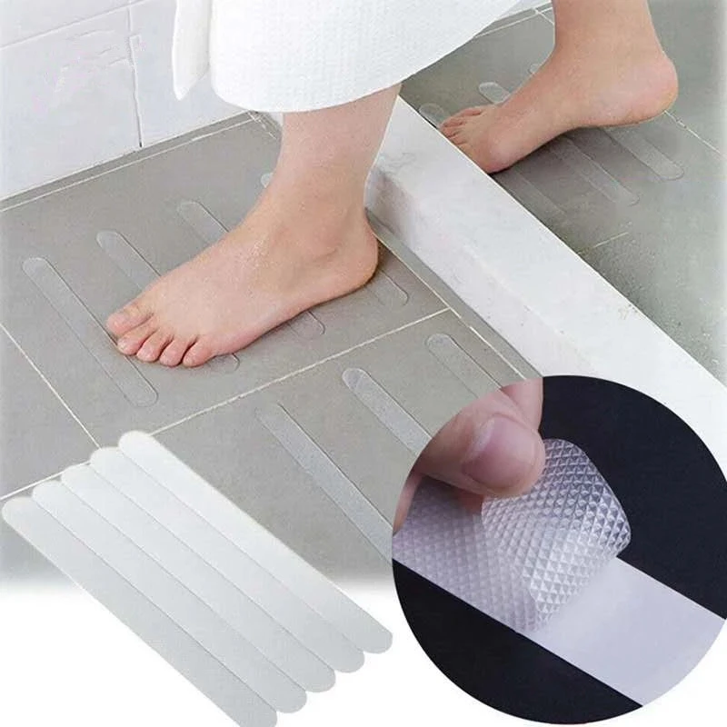 

6Pcs Wave-shaped Bath Safety Strips Anti-Slip Strips Transparent Shower Stickers For Bathtub Stairs Floor Home Non-slip Tape Pad