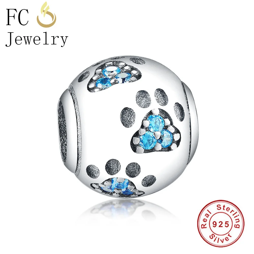FC, ювелирное изделие, подходит для оригинала Pandora, очаровательный браслет, 925 серебро, животное, Микки, Минни, морская лошадь, синяя собака, лапа, принт, бисер, для женщин, Berloque - Цвет: FC0209