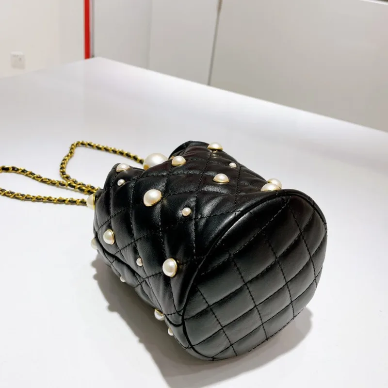 

[BXX] Vintage PU Leather Bags For Women 2021 Fashion Pearl Chain Crossbody Shoulder Bag Lady Trend Handbags and Purses CB855