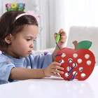 Детские развивающие игрушки Монтессори, червь, съесть фрукты, яблоко, деревянные игрушки, забавные деревянные головоломки, обучающие игрушки для детей, подарки