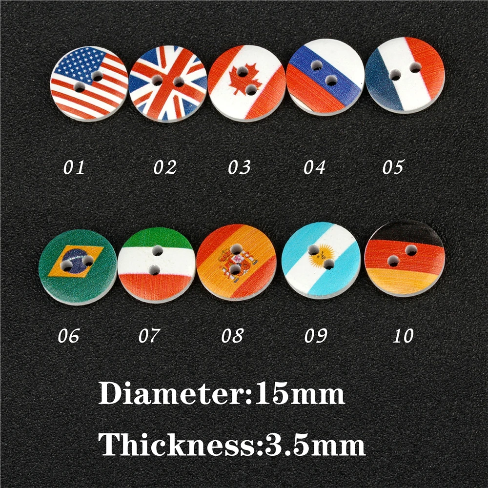 500 шт США/Канада/Бразилия национальный флаг деревянная кнопка для одежды Вязание