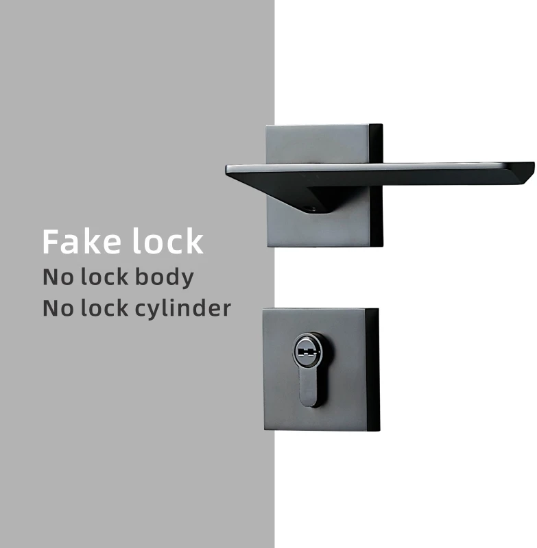 Fake lock-Grey Dooroom латунный дверной рычаг, набор, бесшумный современный светильник, роскошный серый белый двойной деревянный дверной замок для спальни, ванной комнаты, раздельная ручка-манекен - Цвет: Fake lock-Grey