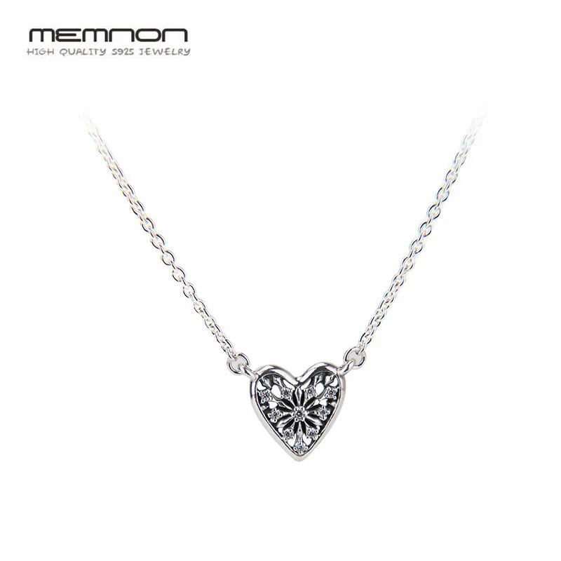 

Memnon S925 Heart pendant necklaces for women 925 sterling silver jewelry link chain necklace with snowflake pendants jewelry
