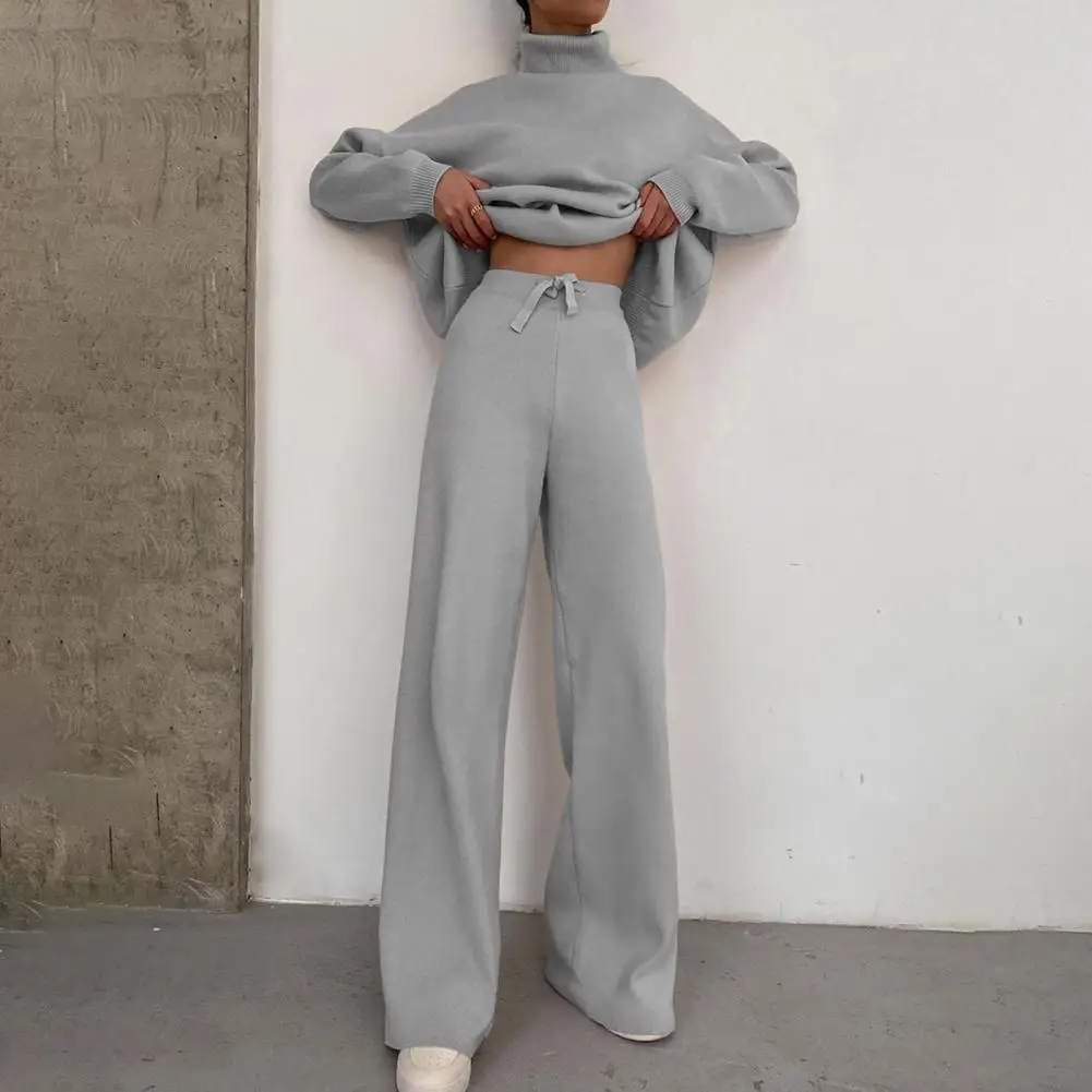 

1 Set Women Outfit Popular Female Loose Warm Sweatshirt Lace-up Sweatpants for Sports Women Top Pants Set Top Pants