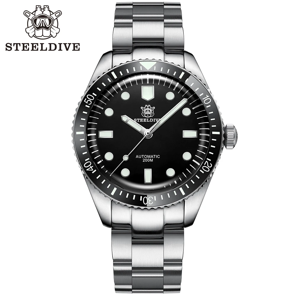 

Steeldive Stainless Steel Men Dive Watch NH35 Automatic Mechanical WristWatch 200M Waterproof Sapphire Steel Bracelet 2021
