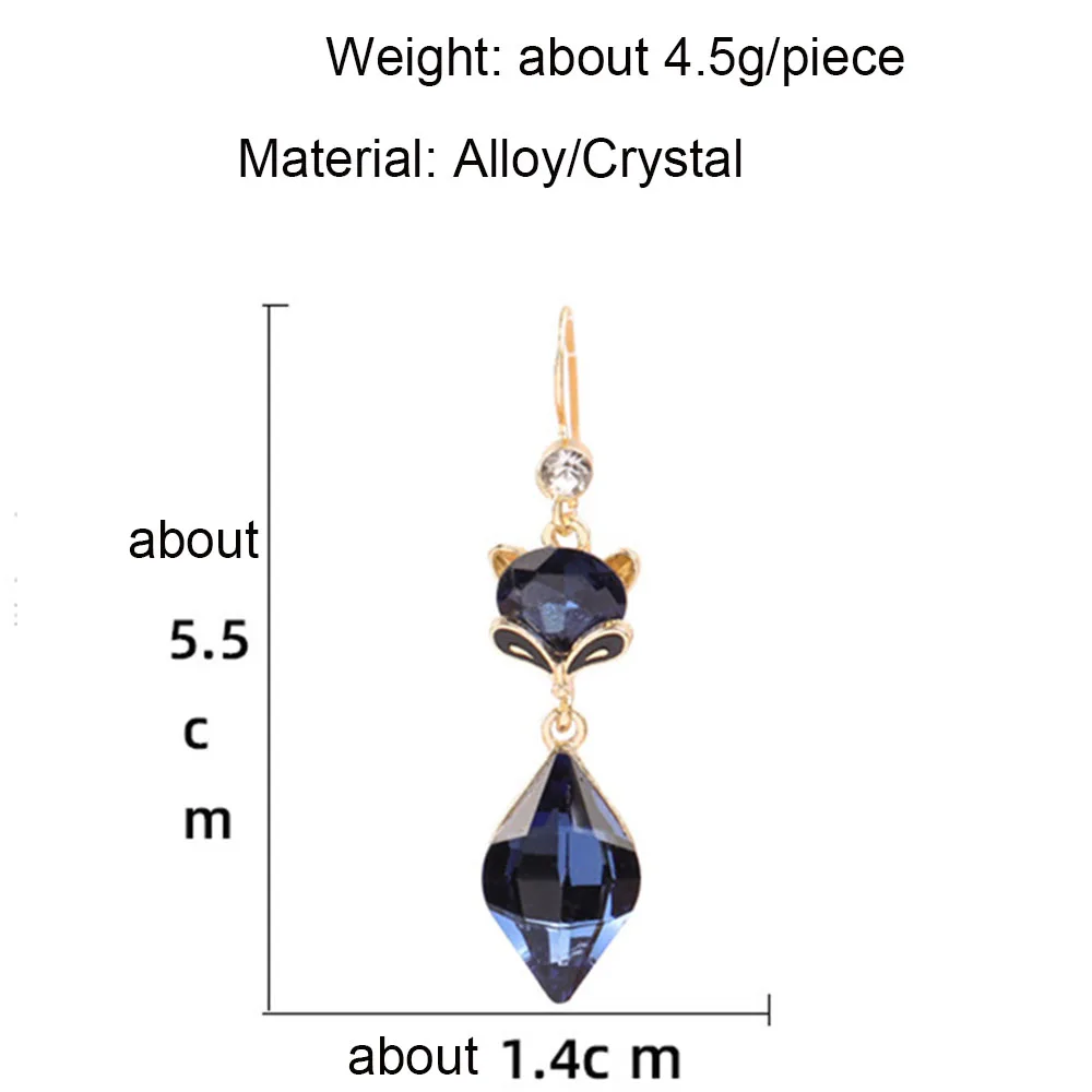 

S925 silver needle earrings female crystal cute little fox personality fashion earrings new earrings tide