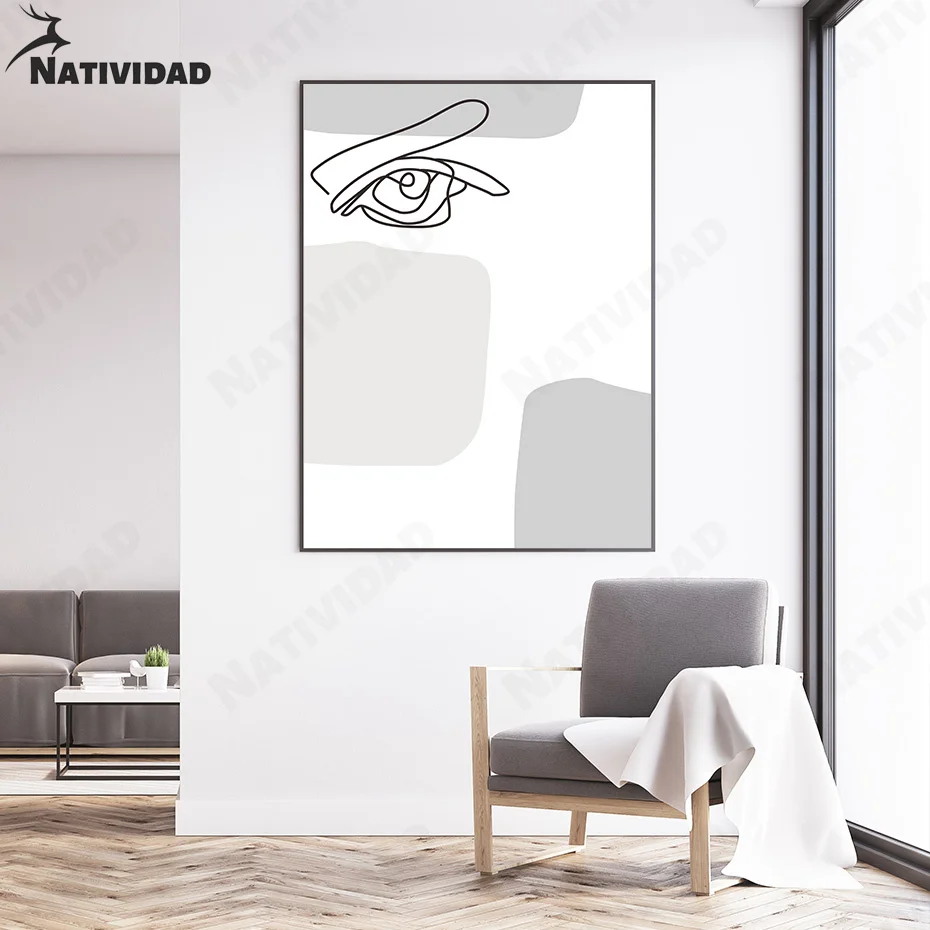 

Modern Abstract Canvas Painting Decoration Modern Minimalist Black and White Line Printing Poster Wall Stickers Bedroom Decor