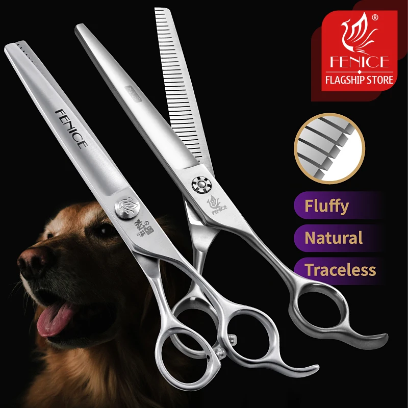 Fenice 7.0 inch Professional Dog Grooming Scissors JP440C Reversed Thinning Shears Pet Groomer Tools Accesories