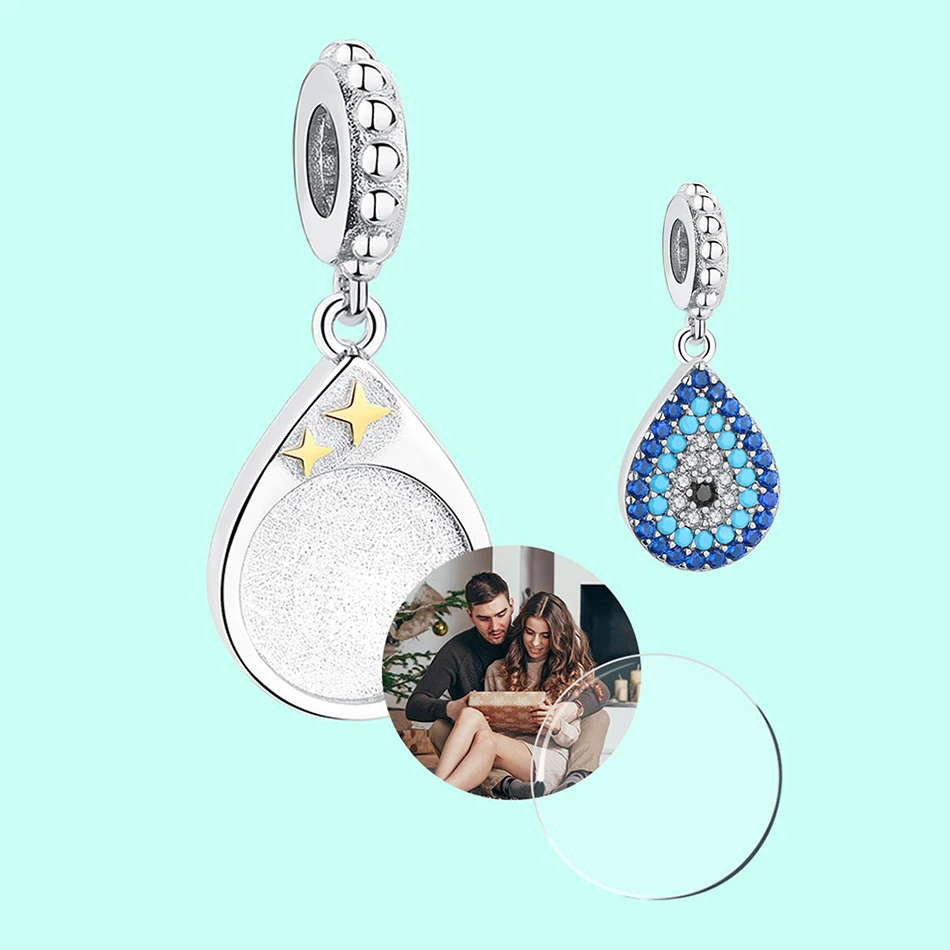 Подвеска Шарм из серебра 925 пробы с синими кристаллами|Индивидуальные Бусины| |