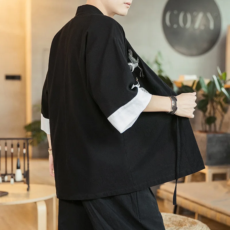 Летнее кимоно в китайском стиле #4229 женская Свободная куртка кардиган винтажная