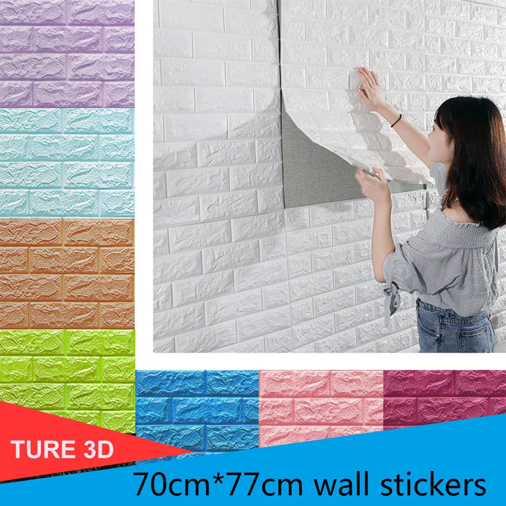 3D настенные наклейки кирпичные самоклеющиеся водонепроницаемые ПЭ пены