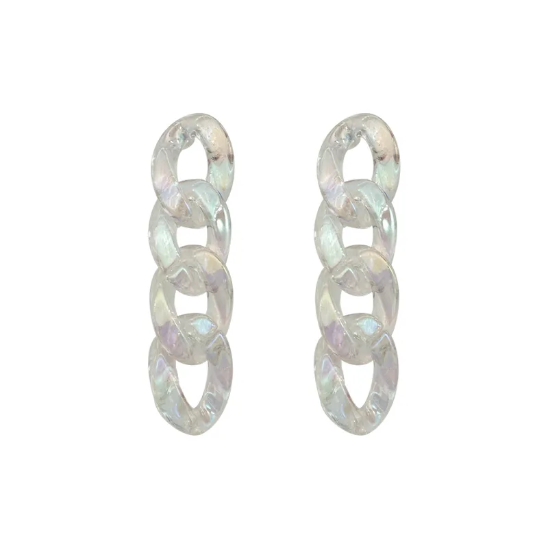

New Korean Transparent Colorful Resin Acrylic Long Chain Dangle Earrings For Women Girls Party Jewelry Gifts