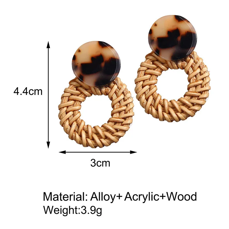 Модные геометрические Ротанговые связанные серьги ручной работы для женщин и