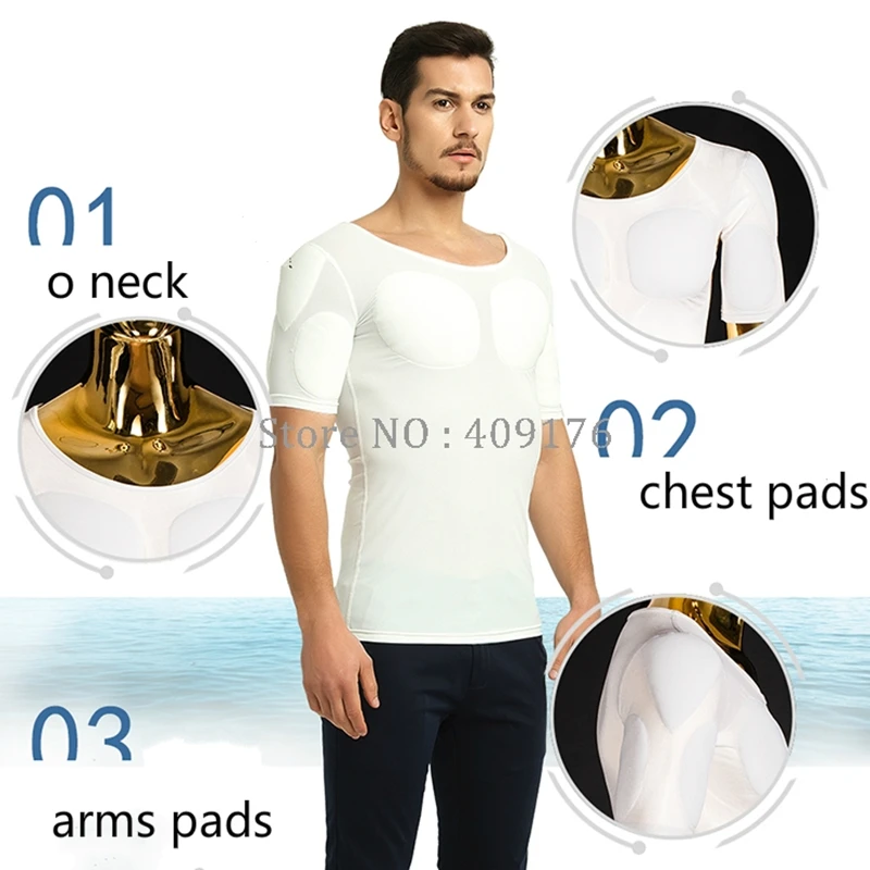 Muscle Undershirt Men Body Building Pecs Strong Chest Tops Padded Shaper Soft Enhancers Underwear