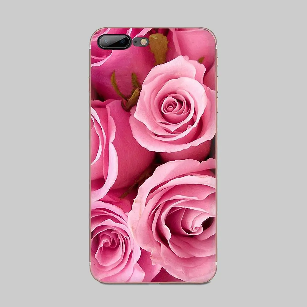 Прозрачная мягкая оболочка большой полосы из розовых цветочков на huawei Honor 4C 5A 5C 5X6