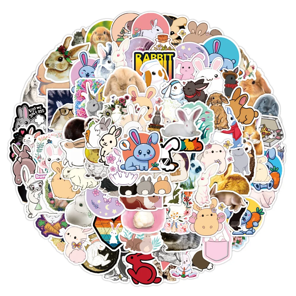 

10/50/100pcs Cute Rabbit Animal Stickers for Girls Kawaii Cartoons Bunny Hare Decal Sticker Guitar Suitcase Kawaii Stickers