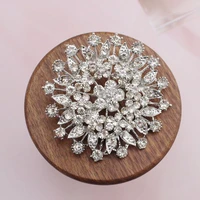 trendy fashion new large charming floral rhinestone brooch woman pin for wedding