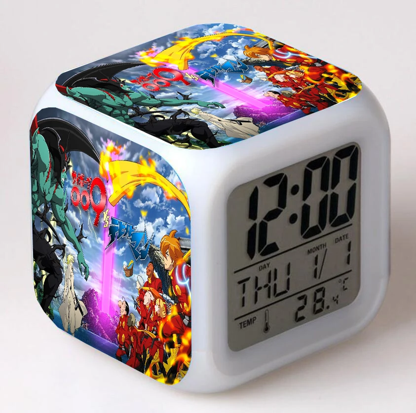 

Devilman anime Cartoon LED 7 Color Flash Digital Alarm Clocks Night Light Bedroom Desk Clock despertador Alarm-Clock