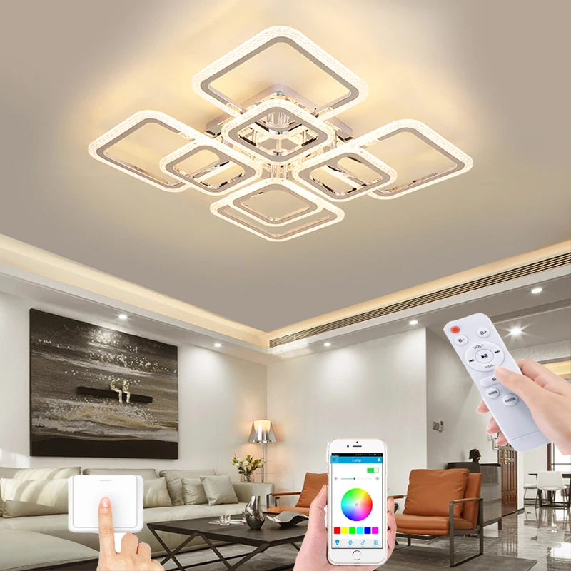 

Modern living room bedroom APP remote control dimming ceiling lamp home lighting LED chandelier new products in 2021