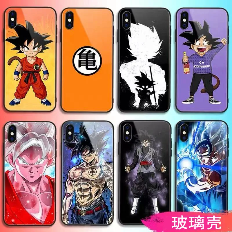 

Bandai Dragon Ball iPhone13 Mobile Phone Case for Goku Apple 12 Xr Xs Max Tempered Glass Painted 11 Pro Max Protective Cover