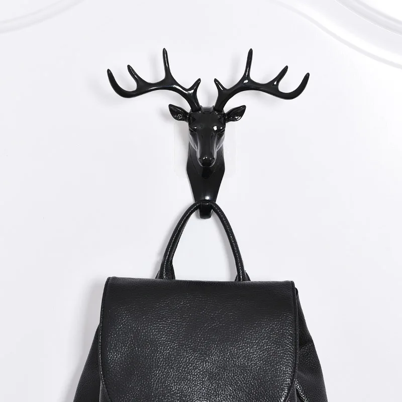 Крючок для ключей с головой черного оленя самоклеящаяся вешалка пальто шляп