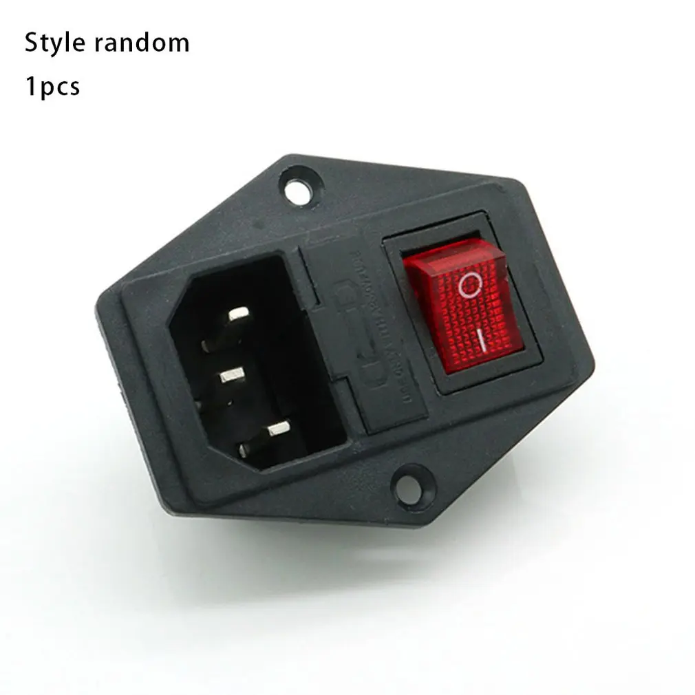 Power switch AC 3pin power socket with red triple rocker tripod copper feet 3d protection printer fuse random | Электроника