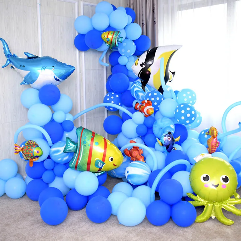 

Large sea animals Foil Balloons shark fish Helium Globos Baby Shower Birthday Party Wedding Decorations Ocean Theme Ballons