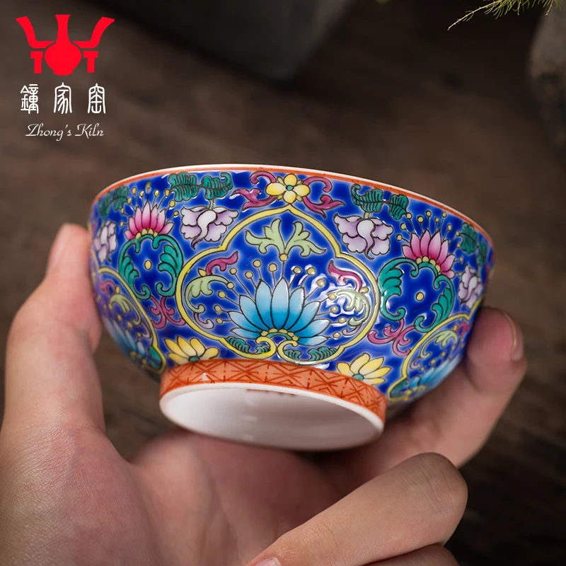 

★Чайный набор Jingdezhen ручной работы с узором в виде веток и синими и белыми цветами внутри
