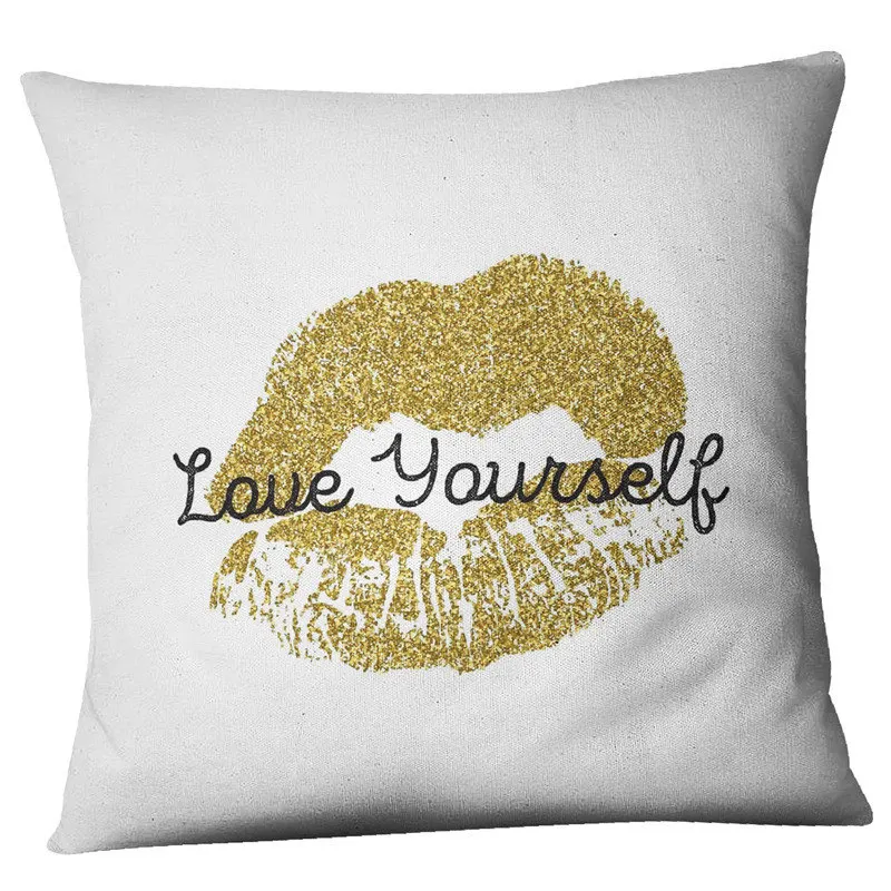 Современные Золотой поцелуй декоративная подушка для дивана Чехлы из хлопка и