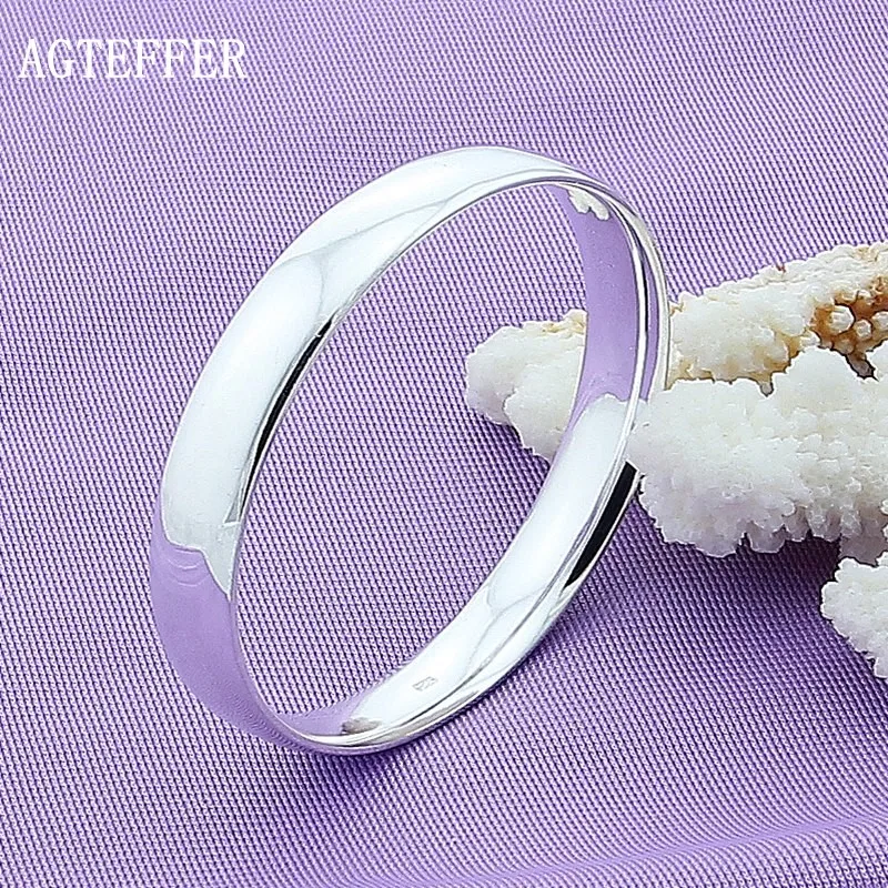 

AGTEFFER 925 Sterling Silver 10mm Smooth Solid Bracelet Bangles For Women Men Wedding Engagement Party Jewelry Gifts