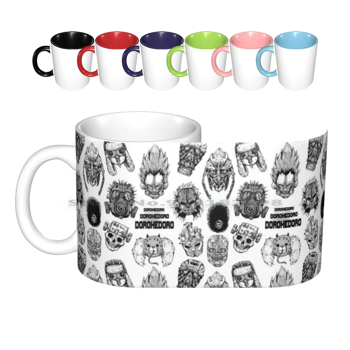 

Dorohedoro Seamless Pattern-White Background Ceramic Mugs Coffee Cups Milk Tea Mug Dorohedoro Sleeve Anime Comic Chota In