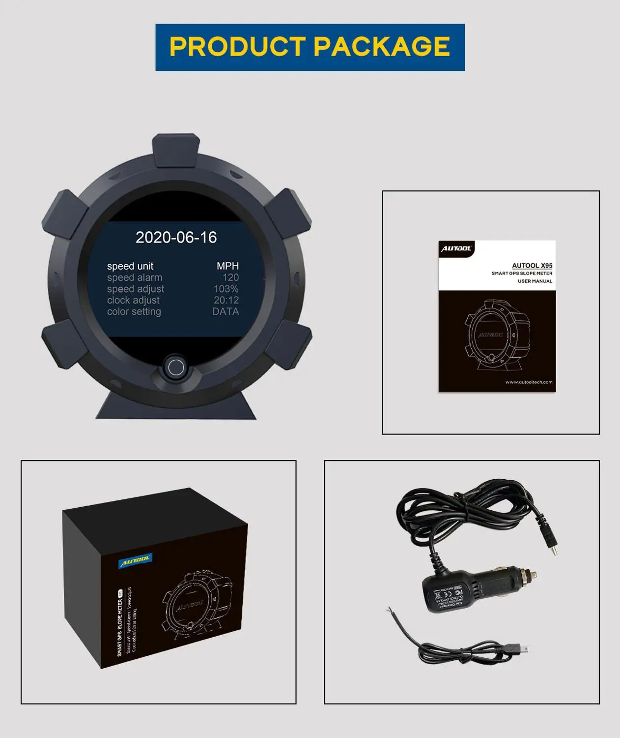 Автомобильный GPS-измеритель скорости AUTOOL X95 Инклинометр для внедорожников