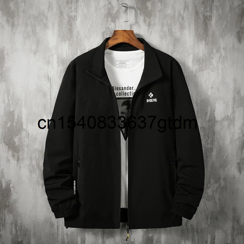 

2021 новая весенняя Мужская полнит размера плюс; Модная повседневная куртка со стоячим воротником тонкое пальто