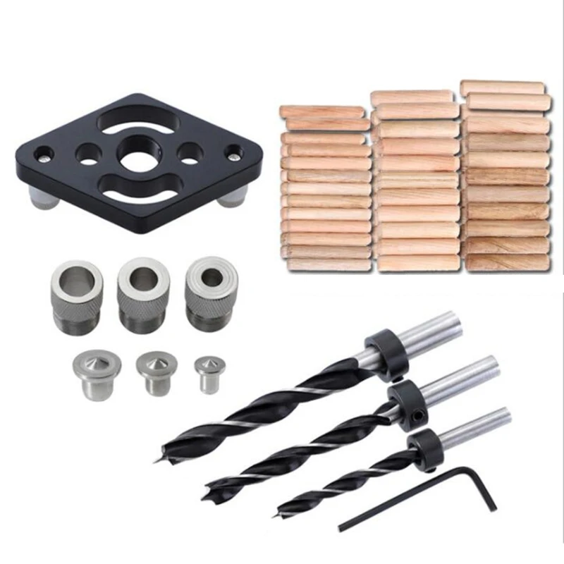 

Woodworking Straight Hole Puncher Kit 6/8/10mm Drilling Locator Wood Dowelling 35ED