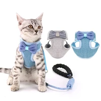 cool cat harness and leash adjustable anti breakaway set collar cute bow vests for puppies kitten cats harness mesh breathable