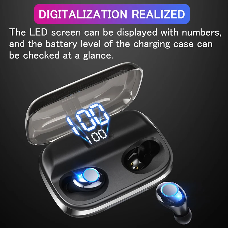 2019 TWS беспроводные наушники со светодиодной подсветкой Bluetooth 5 0 стереонаушники 6D