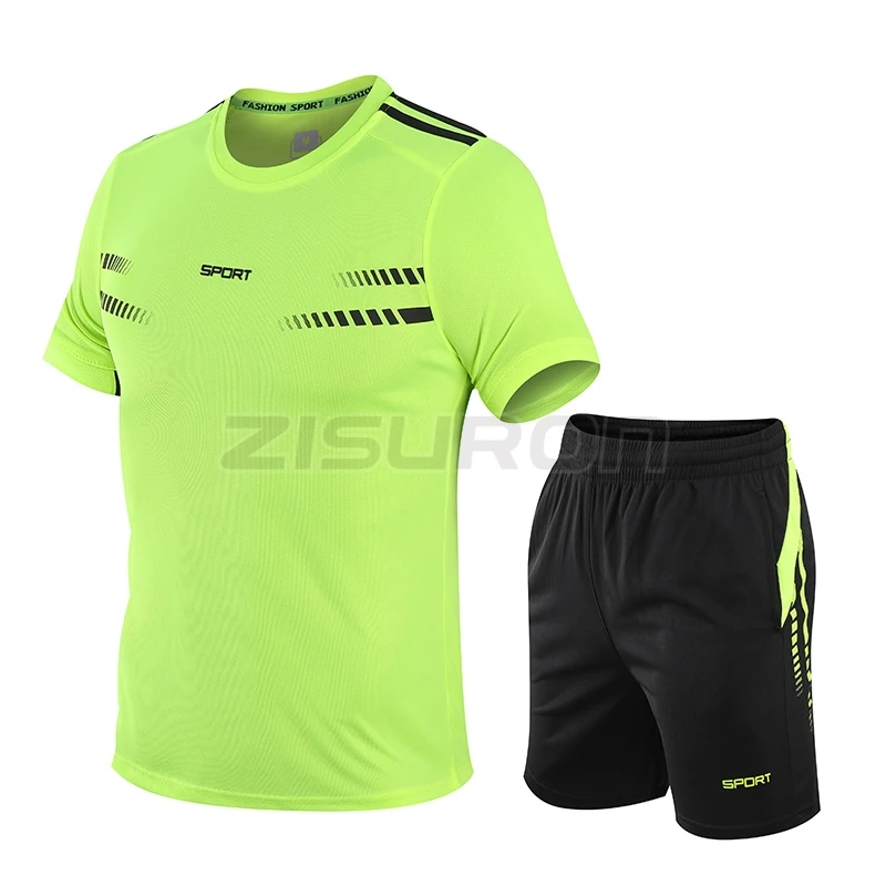 Новинка мужские спортивные рубашки костюмы для бега + шорты мужской футбольный
