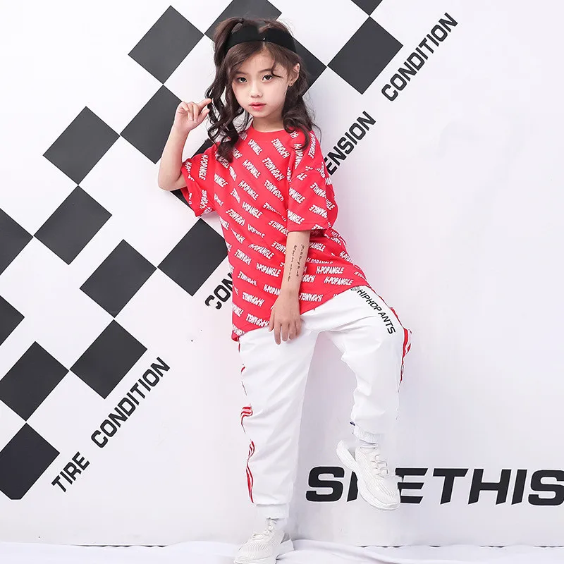 Детские джазовые костюмы новый комплект в стиле хип-хоп летняя футболка с