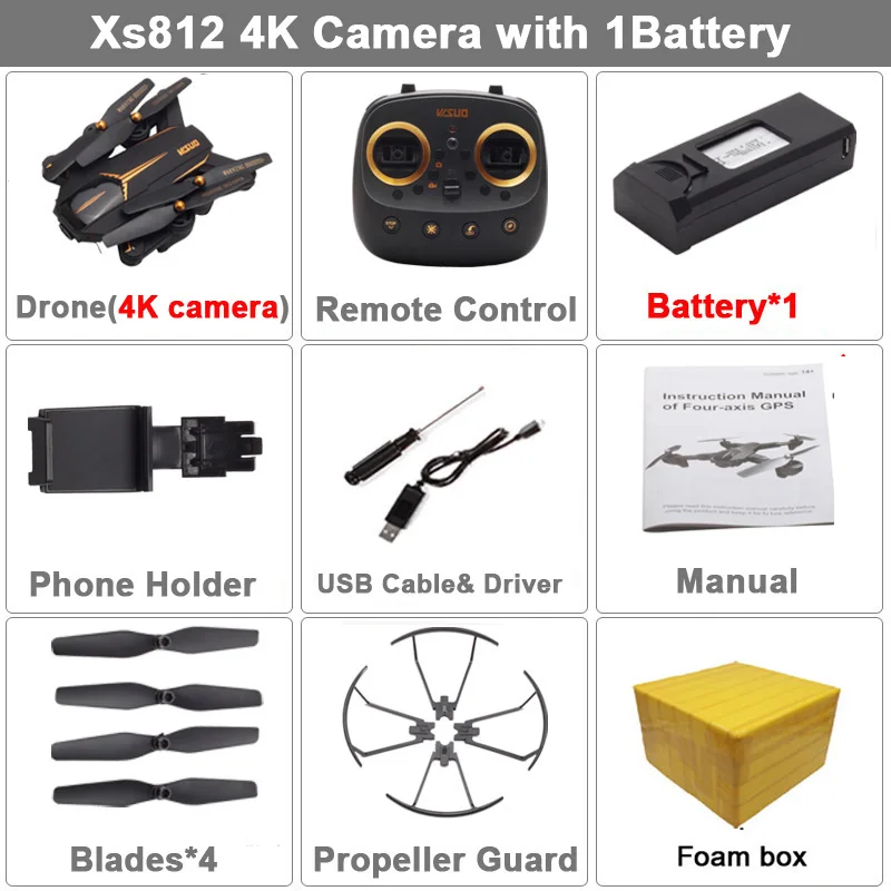 Xs812 4K 1B FB VISUO XS812 gps Радиоуправляемый Дрон с камерой 4K HD 5G wifi FPV удерживающий высоту один ключ возврат Радиоуправляемый квадрокоптер Вертолет VS Xs816 SG106 - Цвет: Xs812 4K 1B FB