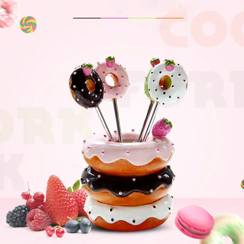 ORZ посуда бенто вилки шоколадный Фонду вилка форма для пончиков фрукты буфет