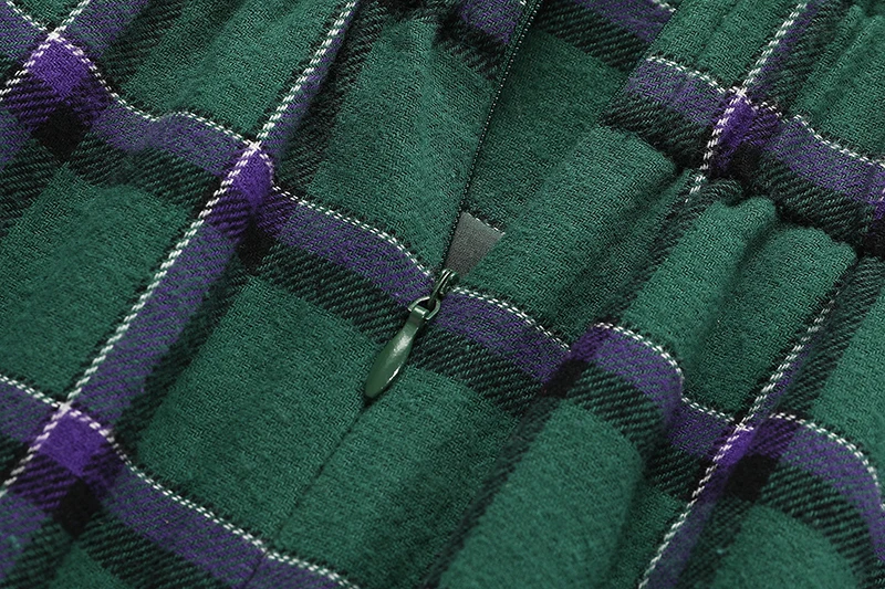 

Pattern Plaid Green Drawstring High Waist Half-body Woolen Skirt Women Fashion Tide New Spring Autumn 2021 1DD3771